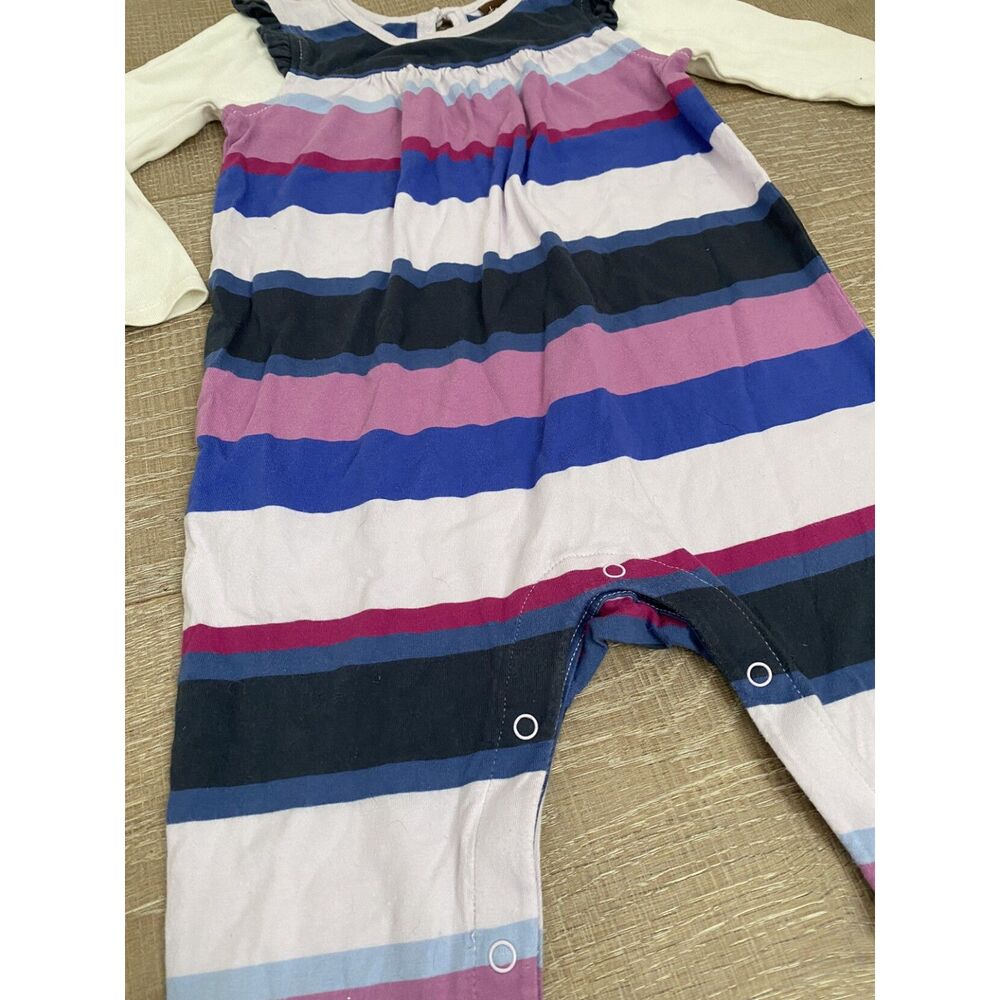 Tea Collection Striped Long Sleeve Purple Romper - 12-18 mo #nepal - Picture 3 of 6